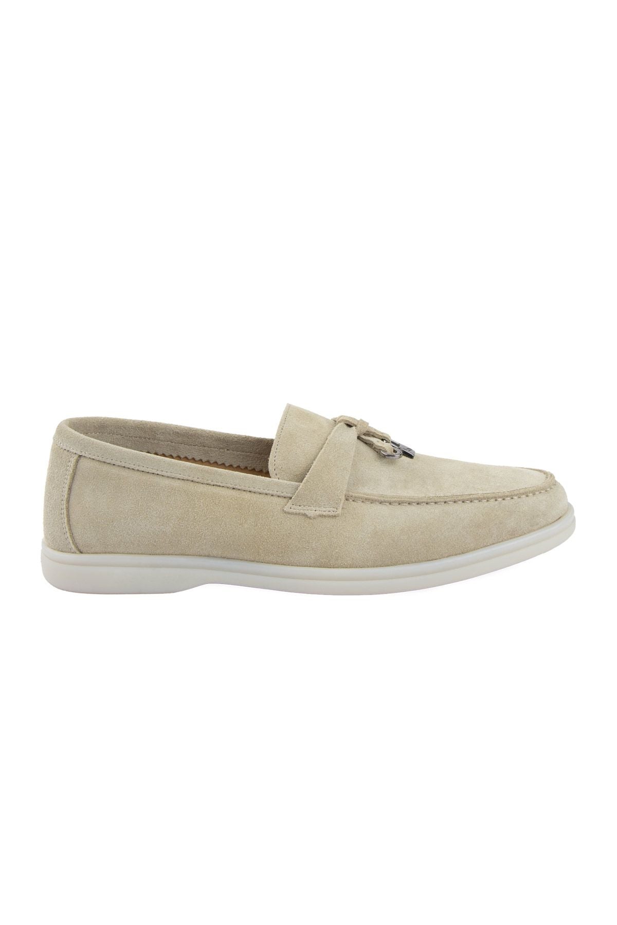 Hakiki Süet Erkek Tokalı Loafer 500910 Bej
