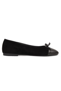 Genuine Suede Bow Ballet Flat DG6049 Black