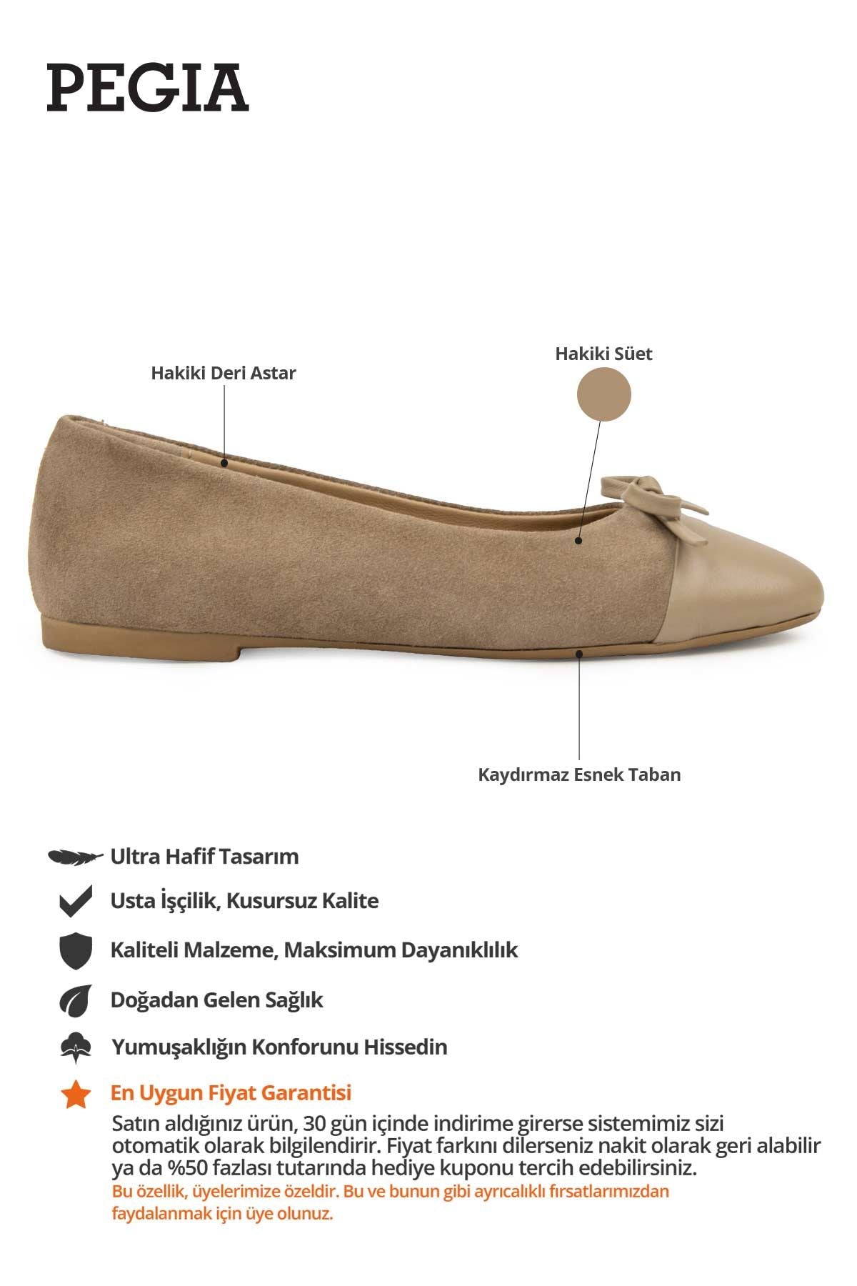 Hakiki Süet Fiyonklu Babet DG6049 Vizon