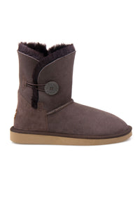 Genuine Shearling Women's Button Boot 191031 Brown