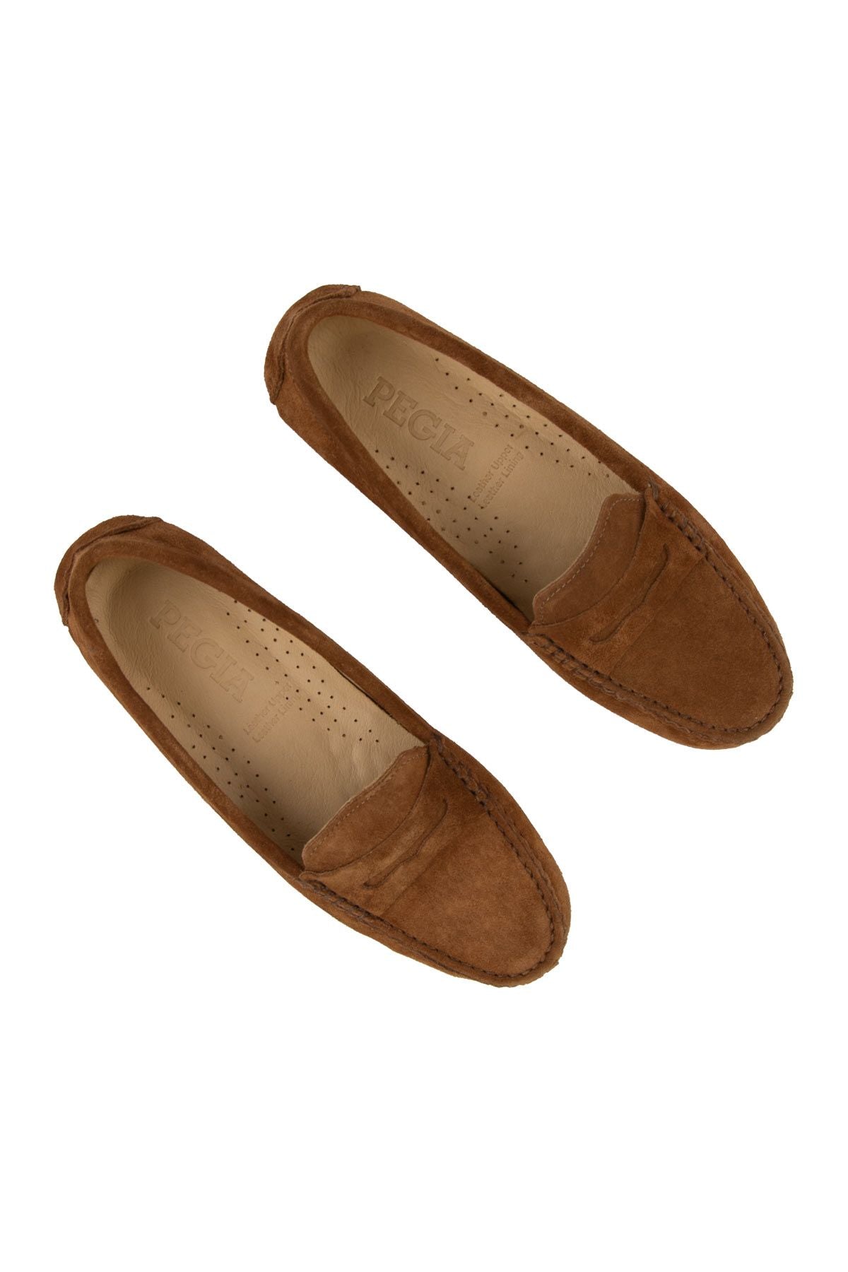 Hakiki Süet Kadın Loafer Ayakkabı 700907 Taba