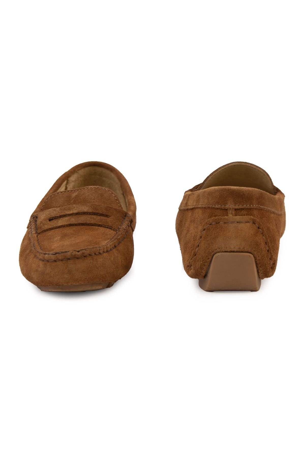 Hakiki Süet Kadın Loafer Ayakkabı 700907 Taba