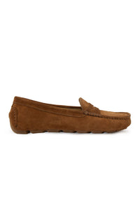 Genuine Suede Women's Loafer Shoes 700907 Tobacco