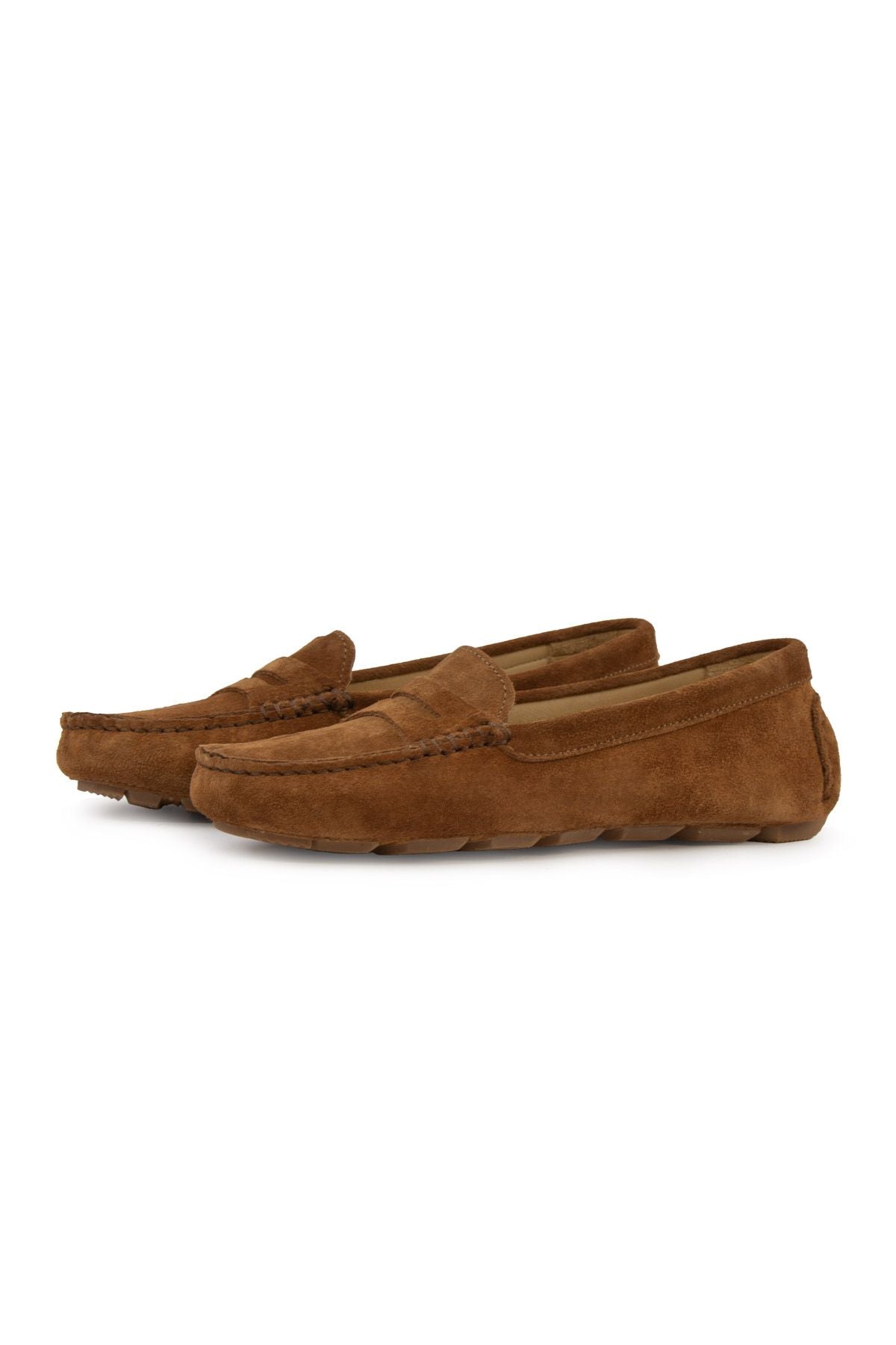 Hakiki Süet Kadın Loafer Ayakkabı 700907 Taba