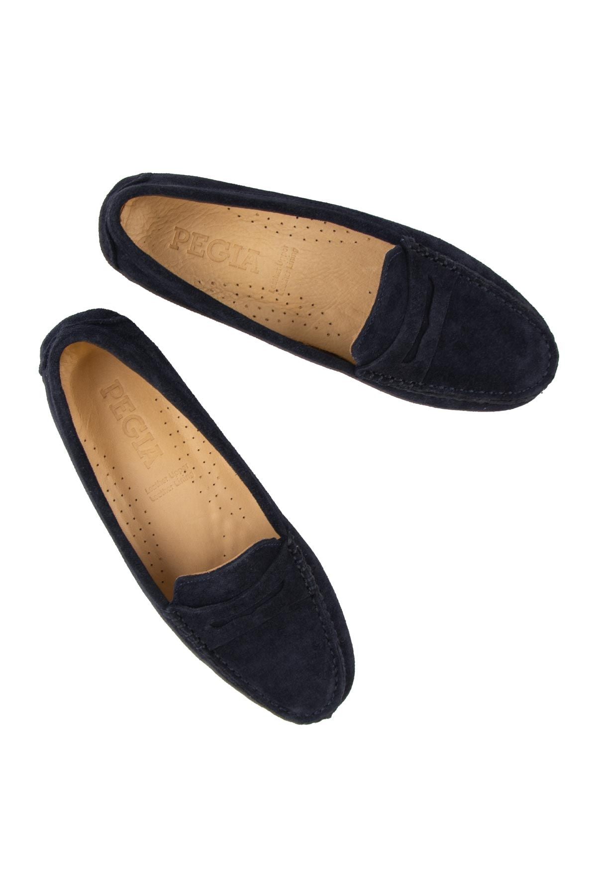 Hakiki Süet Kadın Loafer Ayakkabı 700907 Lacivert