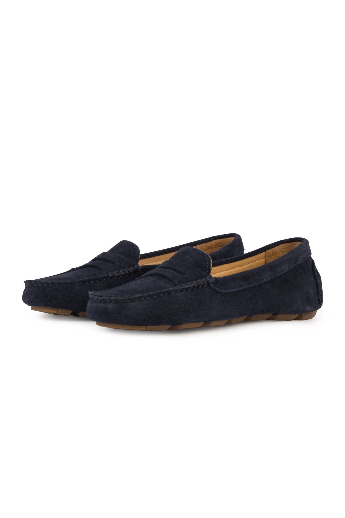 Hakiki Süet Kadın Loafer Ayakkabı 700907 Lacivert