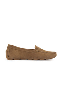 Genuine Suede Women's Loafer Shoes 700907 Camel