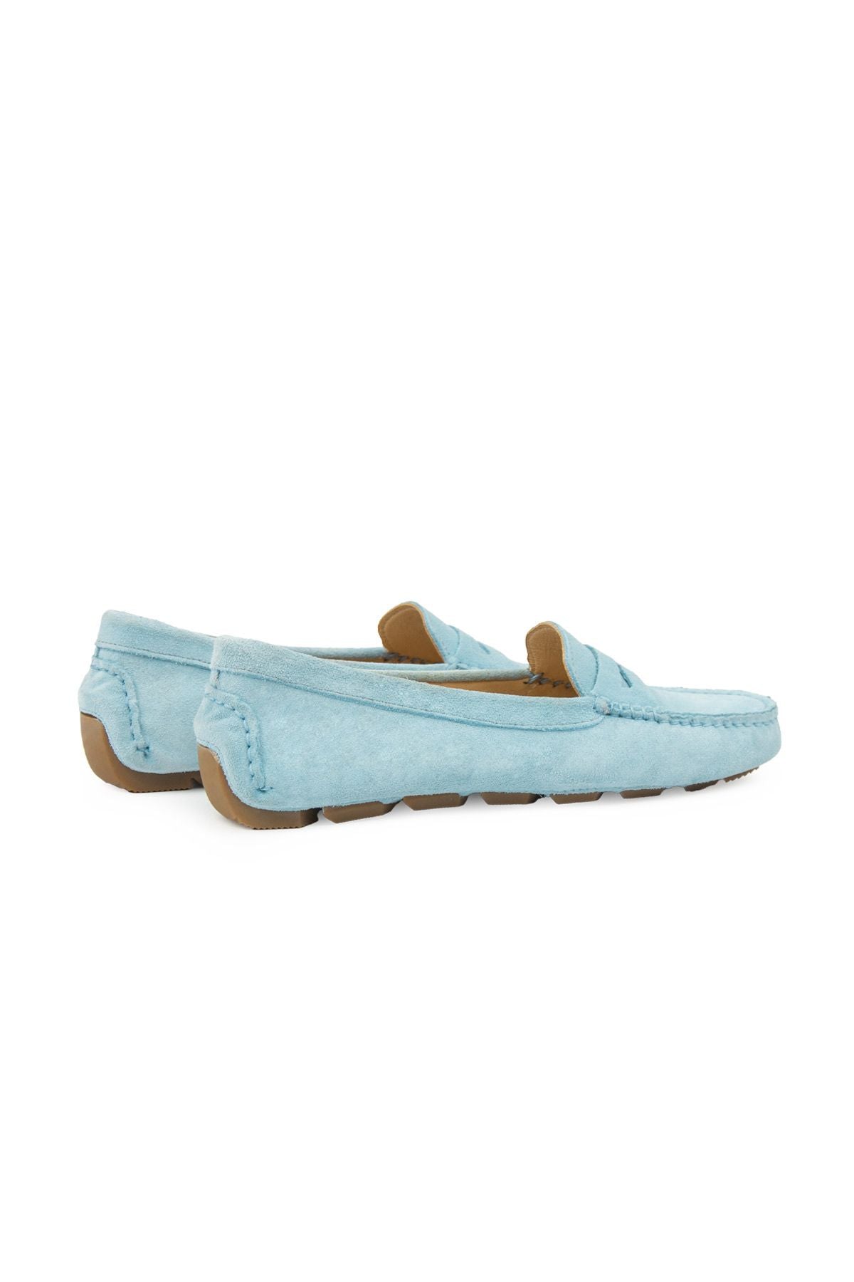 Hakiki Süet Kadın Loafer Ayakkabı 700907 Mavi