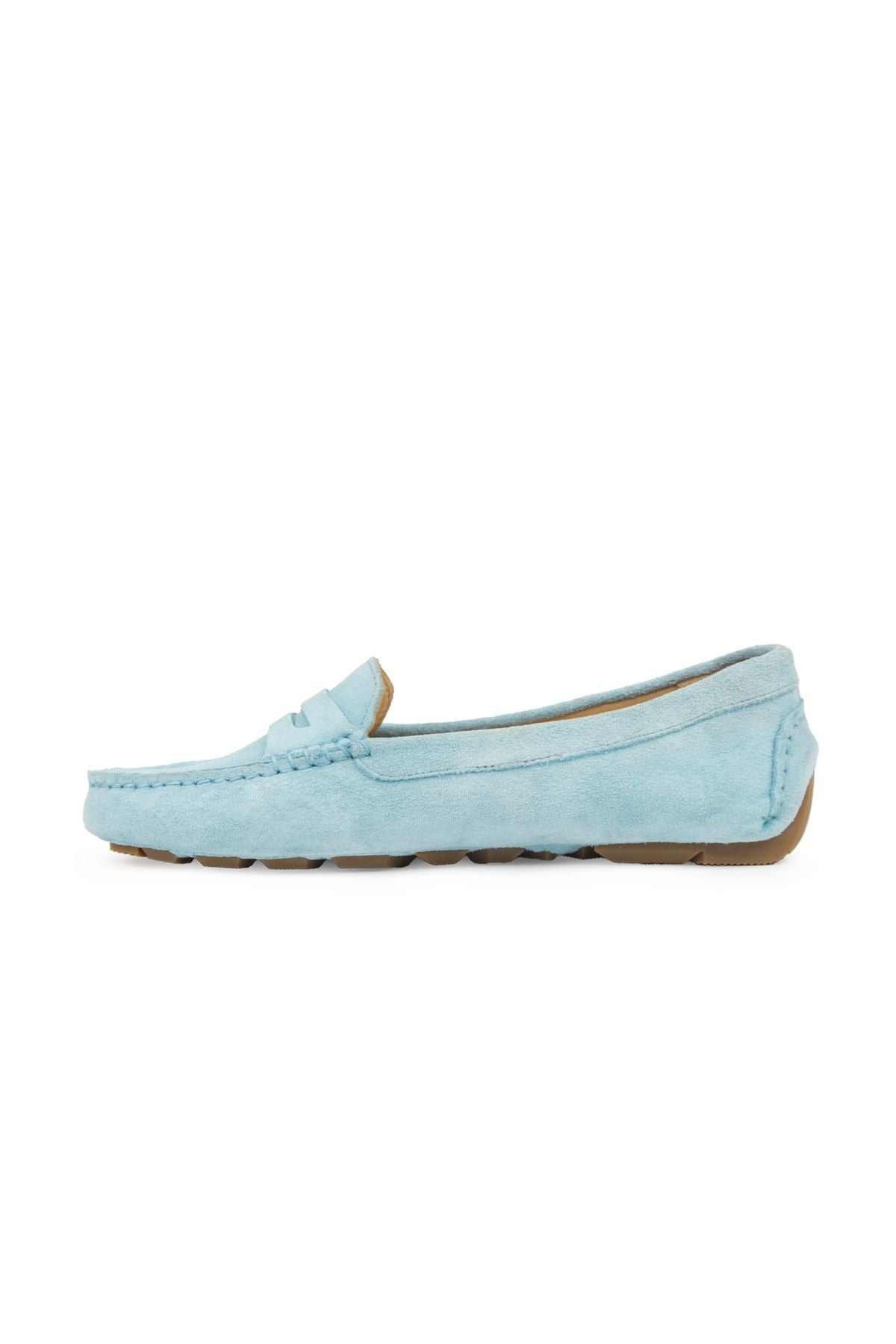 Hakiki Süet Kadın Loafer Ayakkabı 700907 Mavi