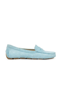 Genuine Suede Women's Loafer Shoes 700907 Blue