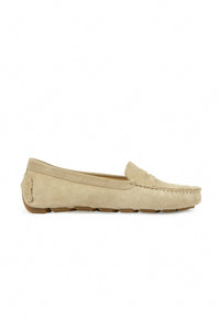 Genuine Suede Women's Loafer Shoes 700907 Beige