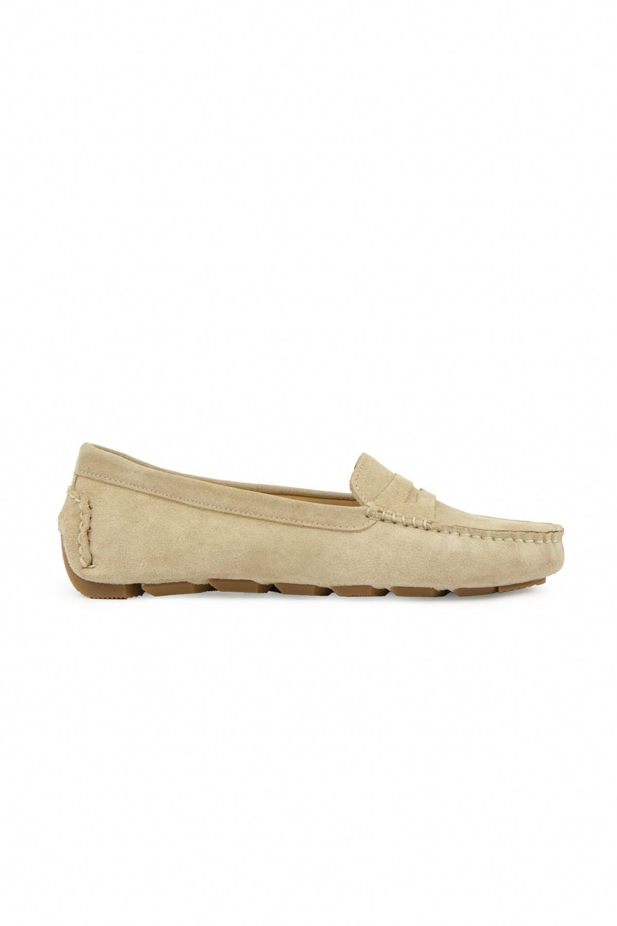 Hakiki Süet Kadın Loafer Ayakkabı 700907 Bej