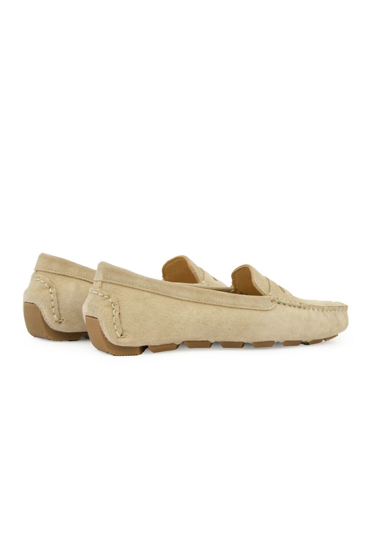 Hakiki Süet Kadın Loafer Ayakkabı 700907 Bej