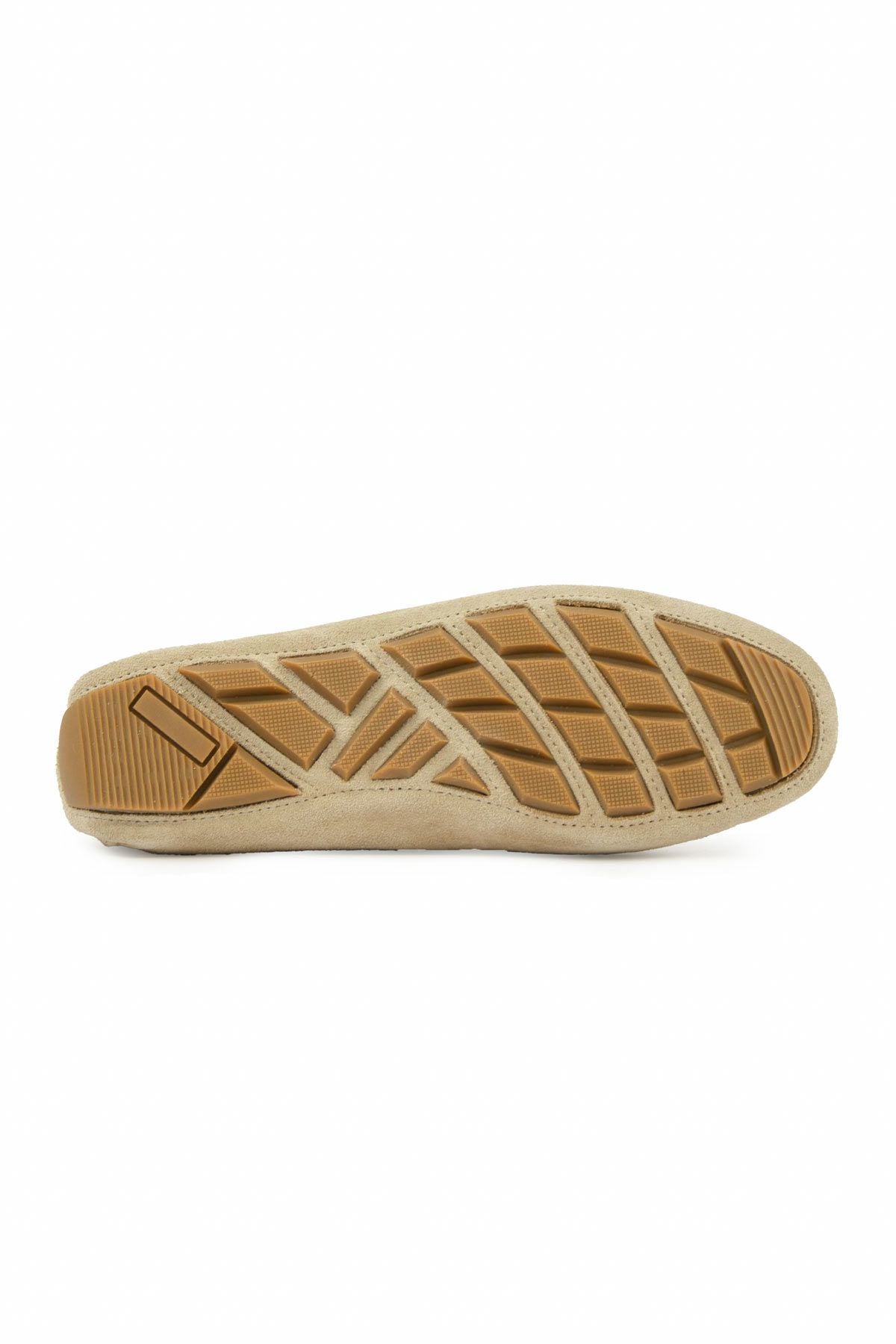 Hakiki Süet Kadın Loafer Ayakkabı 700907 Bej