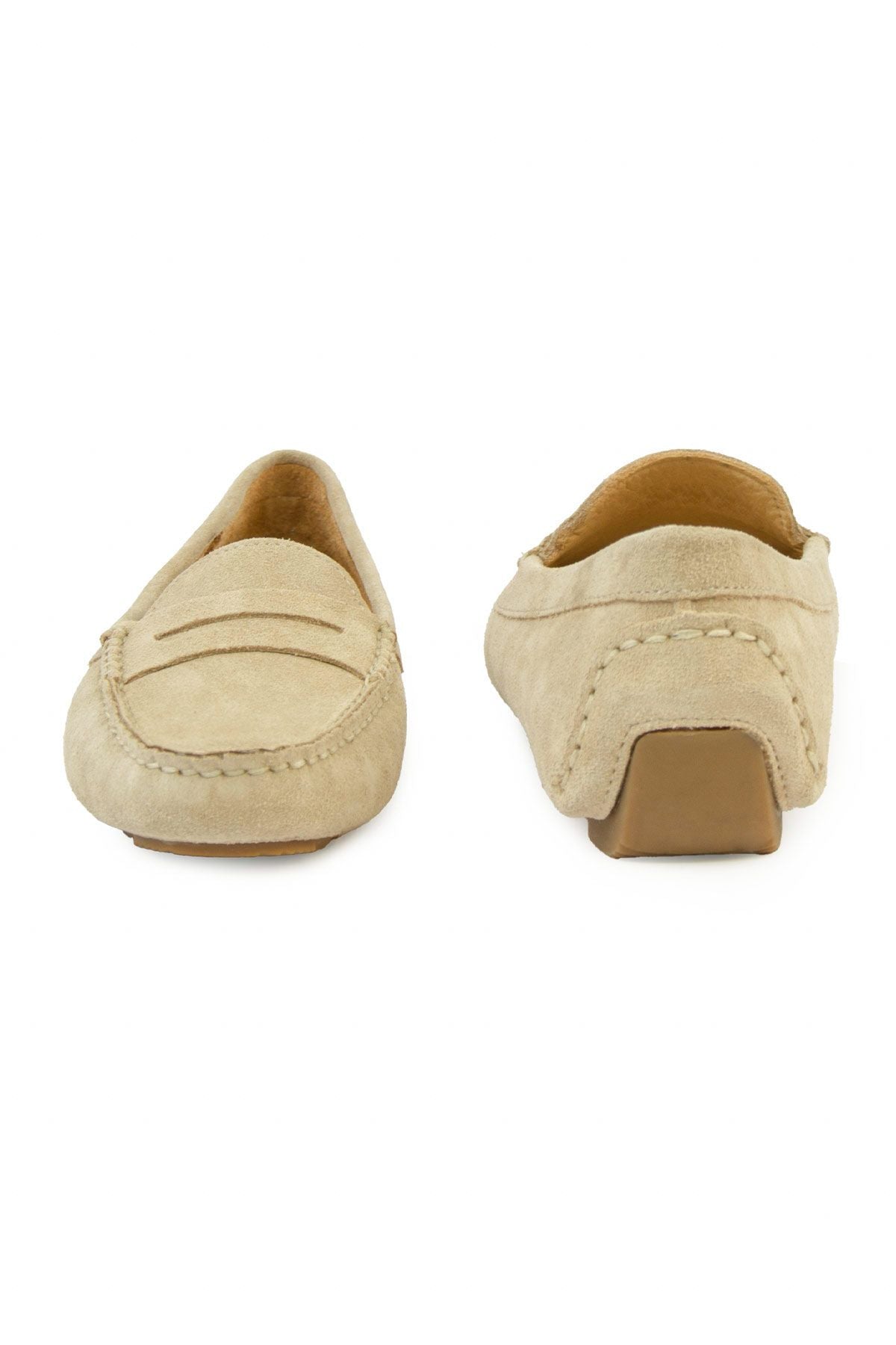 Hakiki Süet Kadın Loafer Ayakkabı 700907 Bej