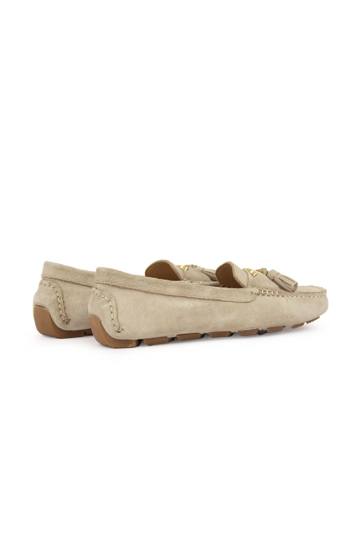 Hakiki Süet Kadın Loafer Ayakkabı 700908 Bej