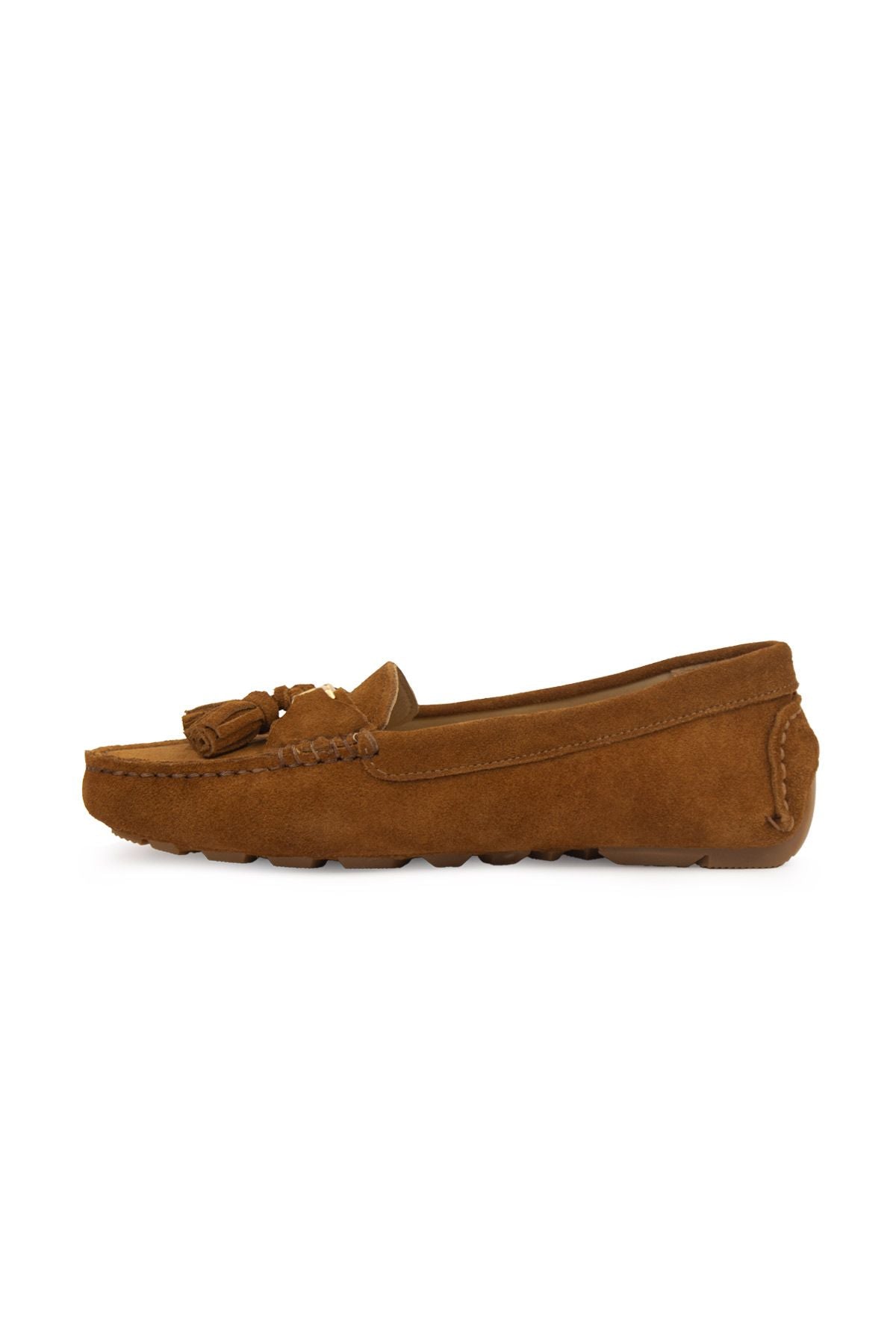 Hakiki Süet Kadın Loafer Ayakkabı 700908 Taba