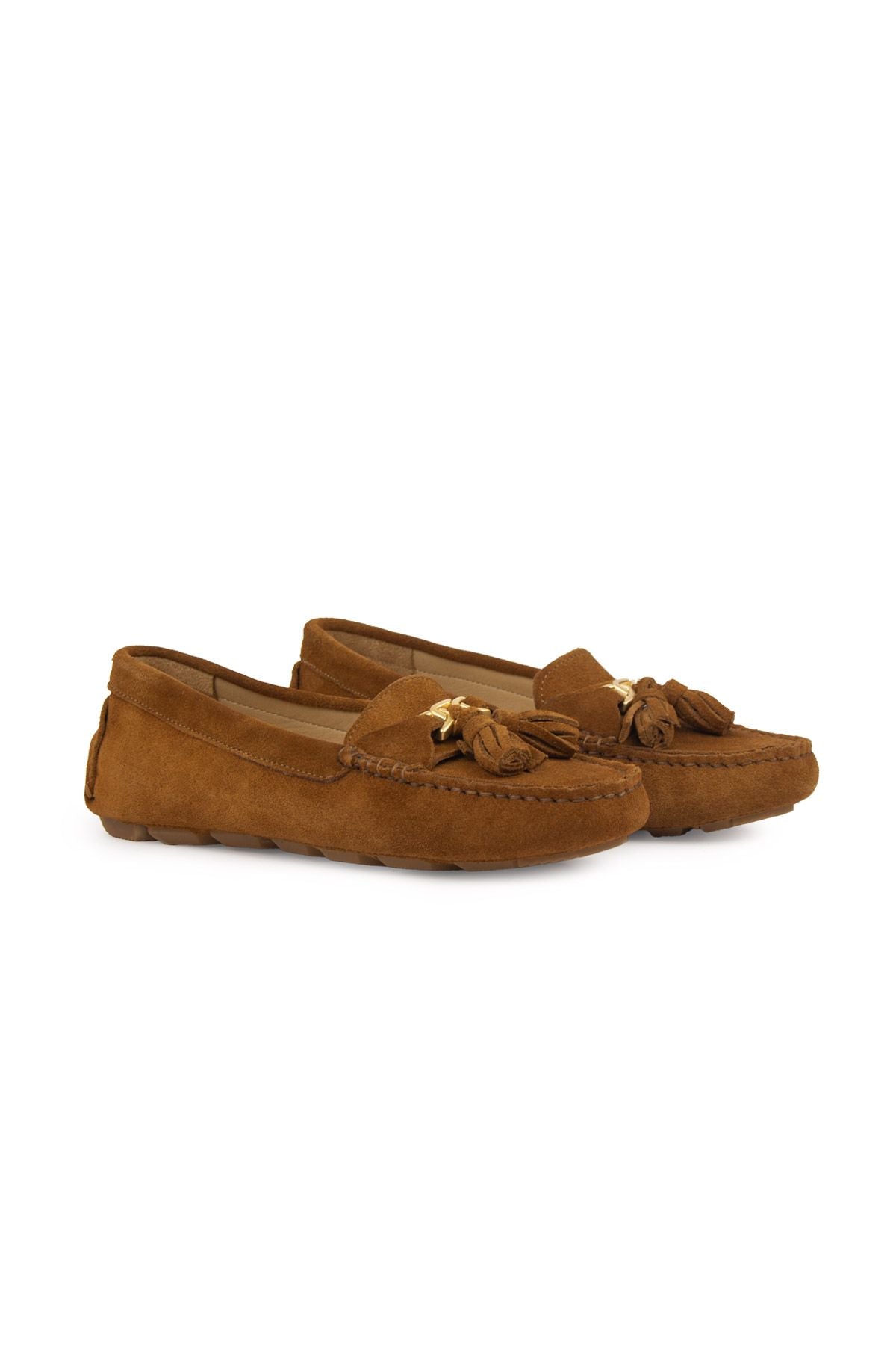 Hakiki Süet Kadın Loafer Ayakkabı 700908 Taba