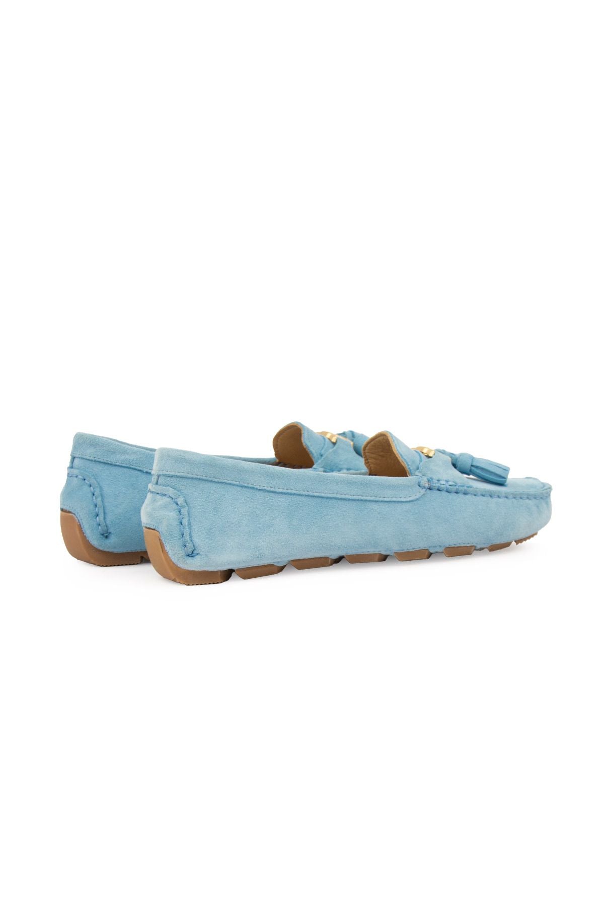 Hakiki Süet Kadın Loafer Ayakkabı 700908 Mavi