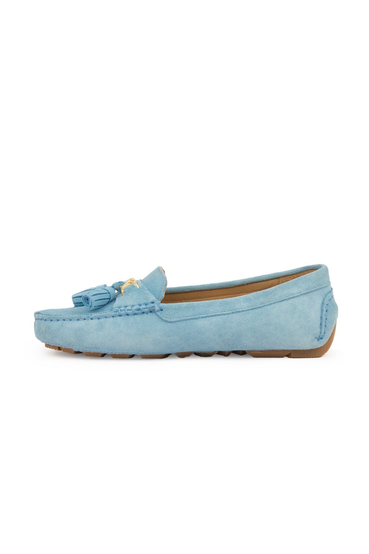 Hakiki Süet Kadın Loafer Ayakkabı 700908 Mavi