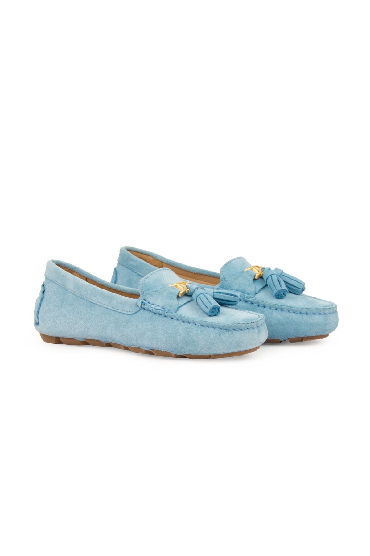 Hakiki Süet Kadın Loafer Ayakkabı 700908 Mavi