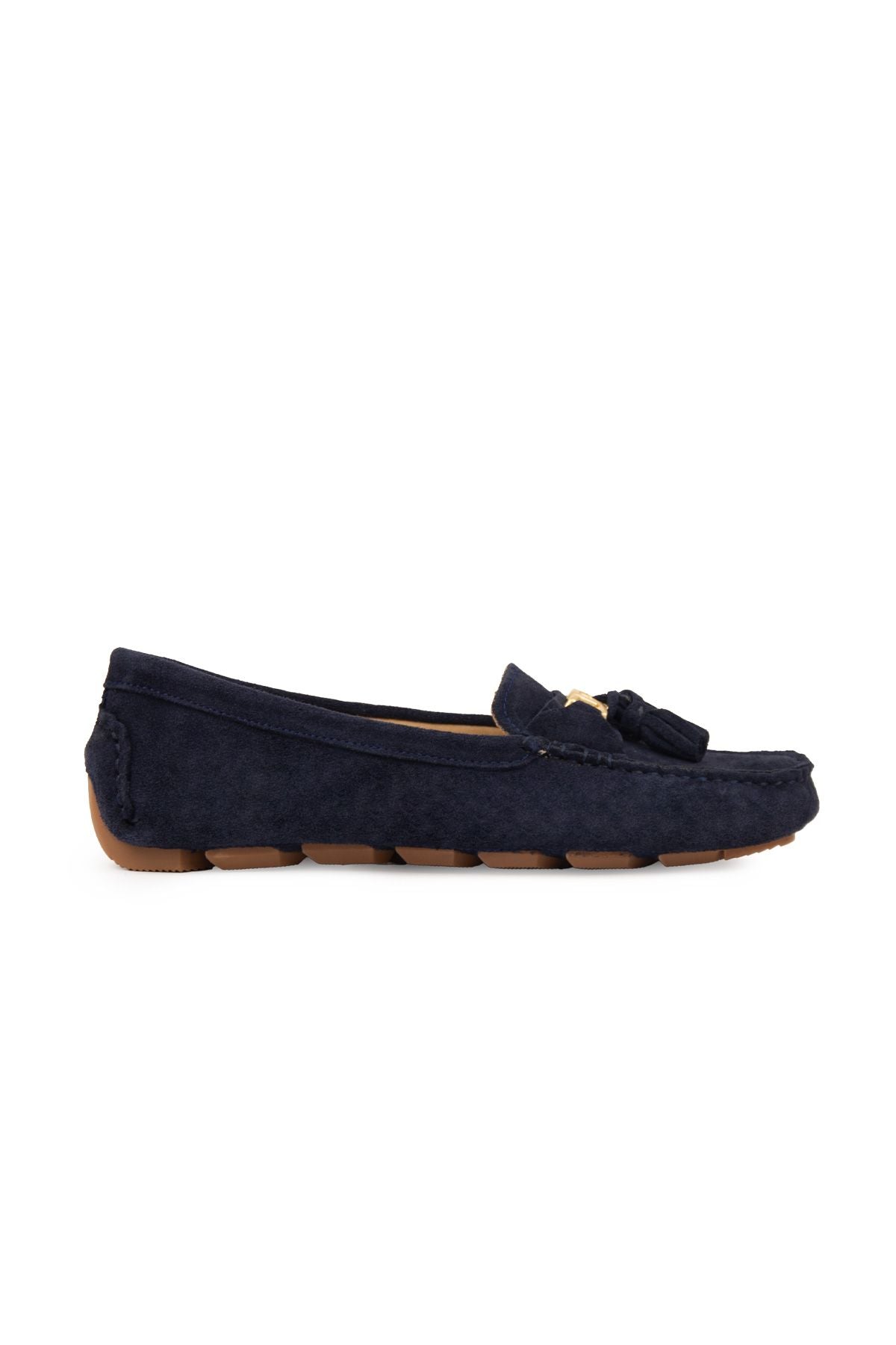 Hakiki Süet Kadın Loafer Ayakkabı 700908 Lacivert