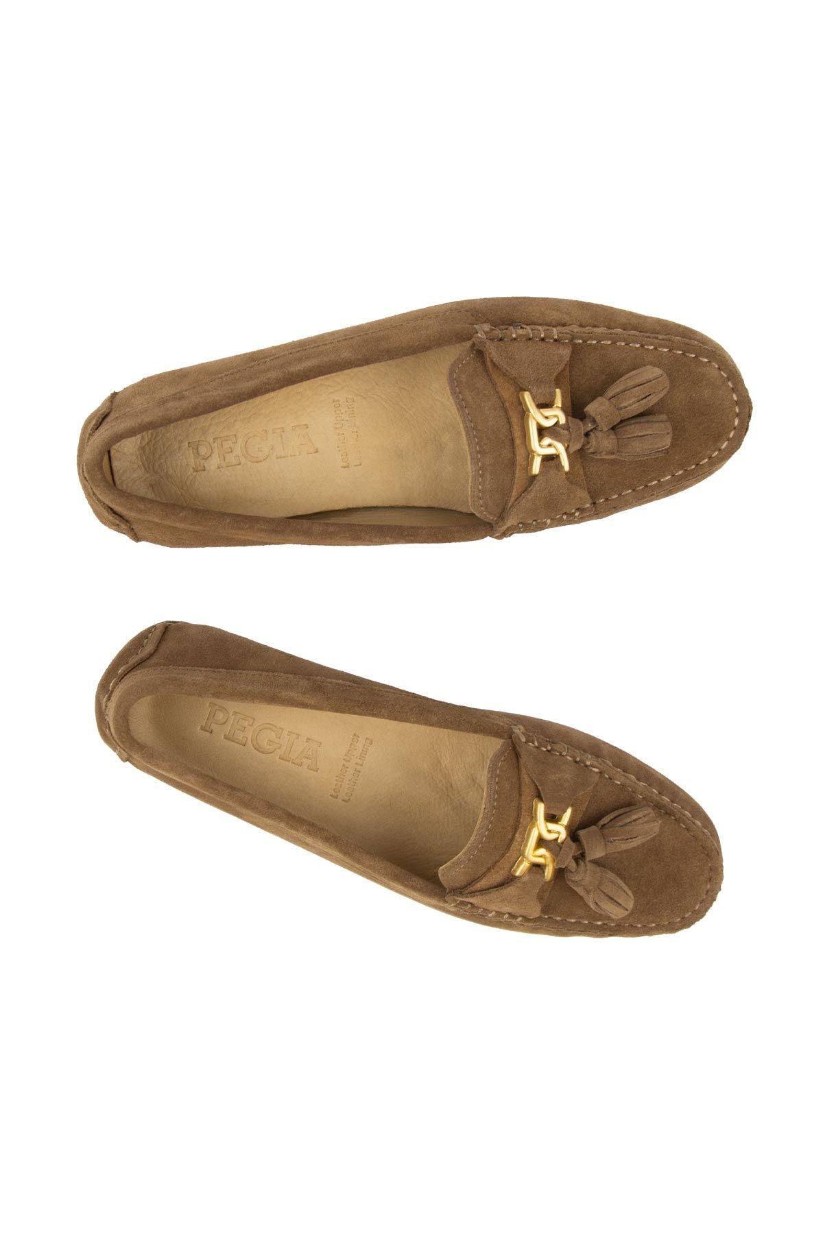 Hakiki Süet Kadın Loafer Ayakkabı 700908 Camel