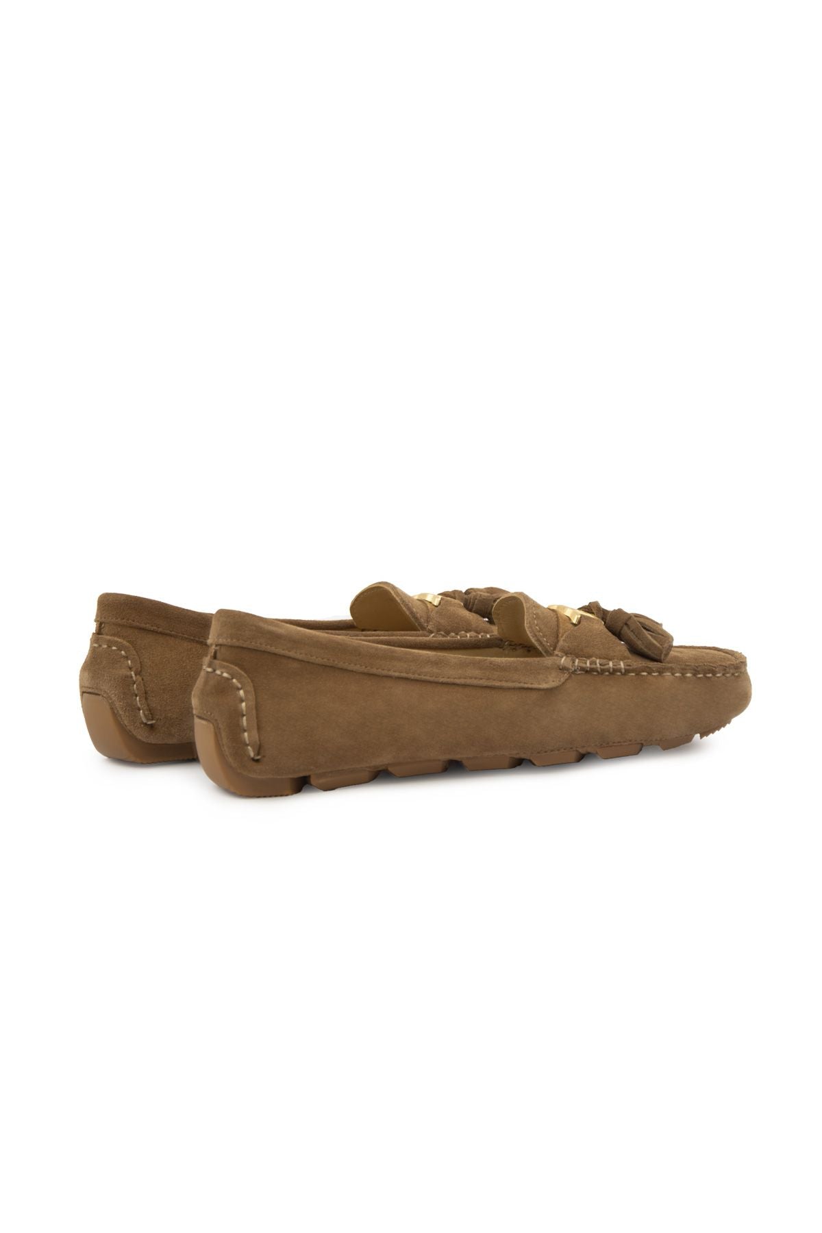 Hakiki Süet Kadın Loafer Ayakkabı 700908 Camel