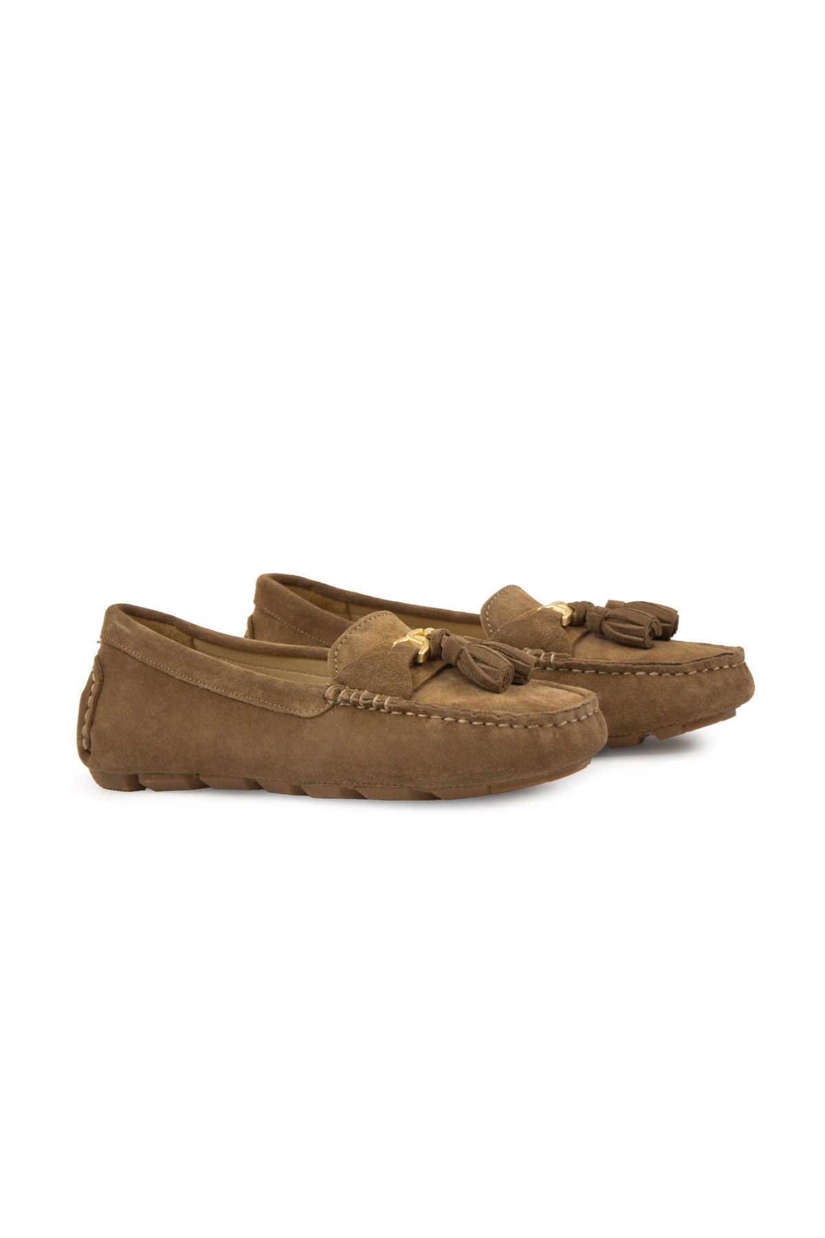 Hakiki Süet Kadın Loafer Ayakkabı 700908 Camel