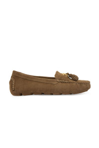 Hakiki Süet Kadın Loafer Ayakkabı 700908 Camel