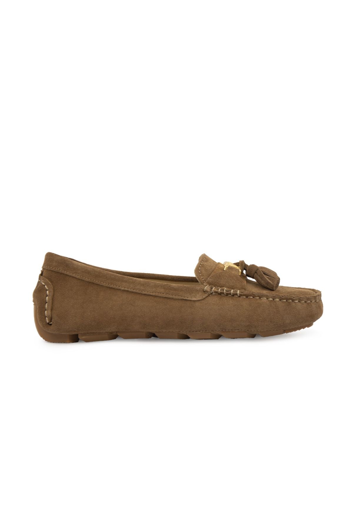 Hakiki Süet Kadın Loafer Ayakkabı 700908 Camel