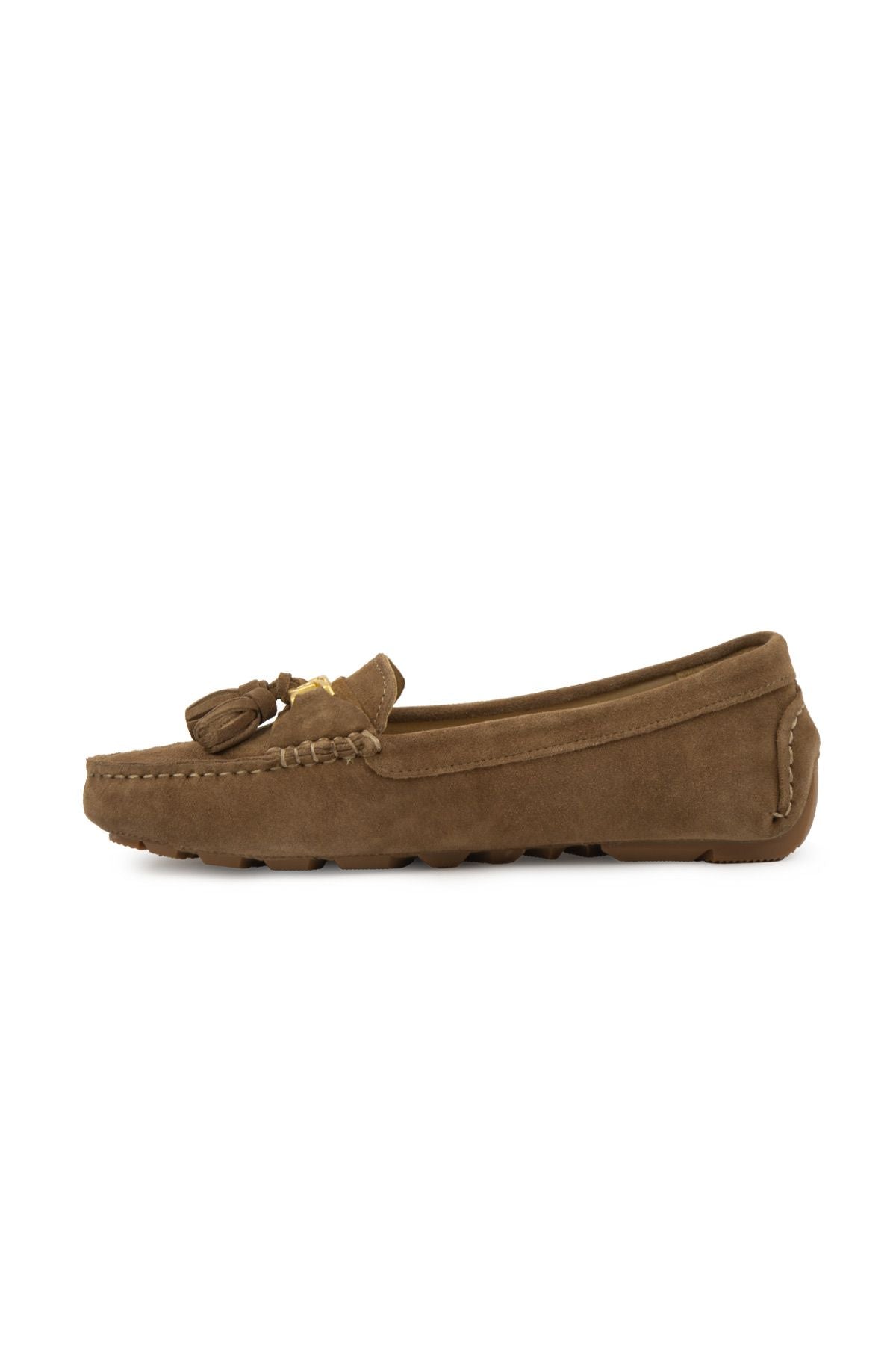 Hakiki Süet Kadın Loafer Ayakkabı 700908 Camel