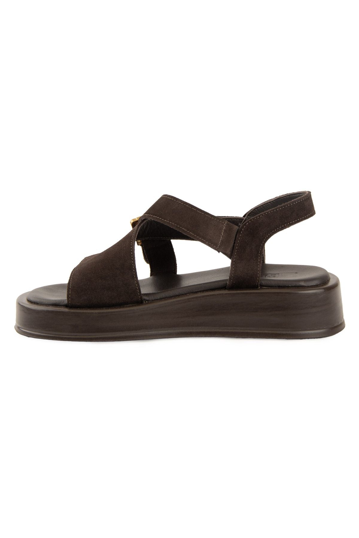 Hakiki Süet Kadın Sandalet DG6092 Kahve