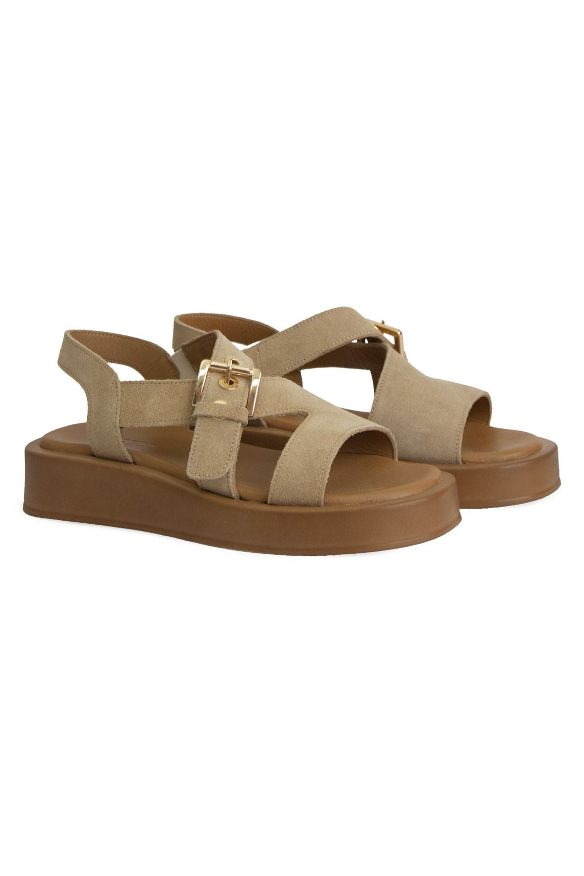 Hakiki Süet Kadın Sandalet DG6092 Kum