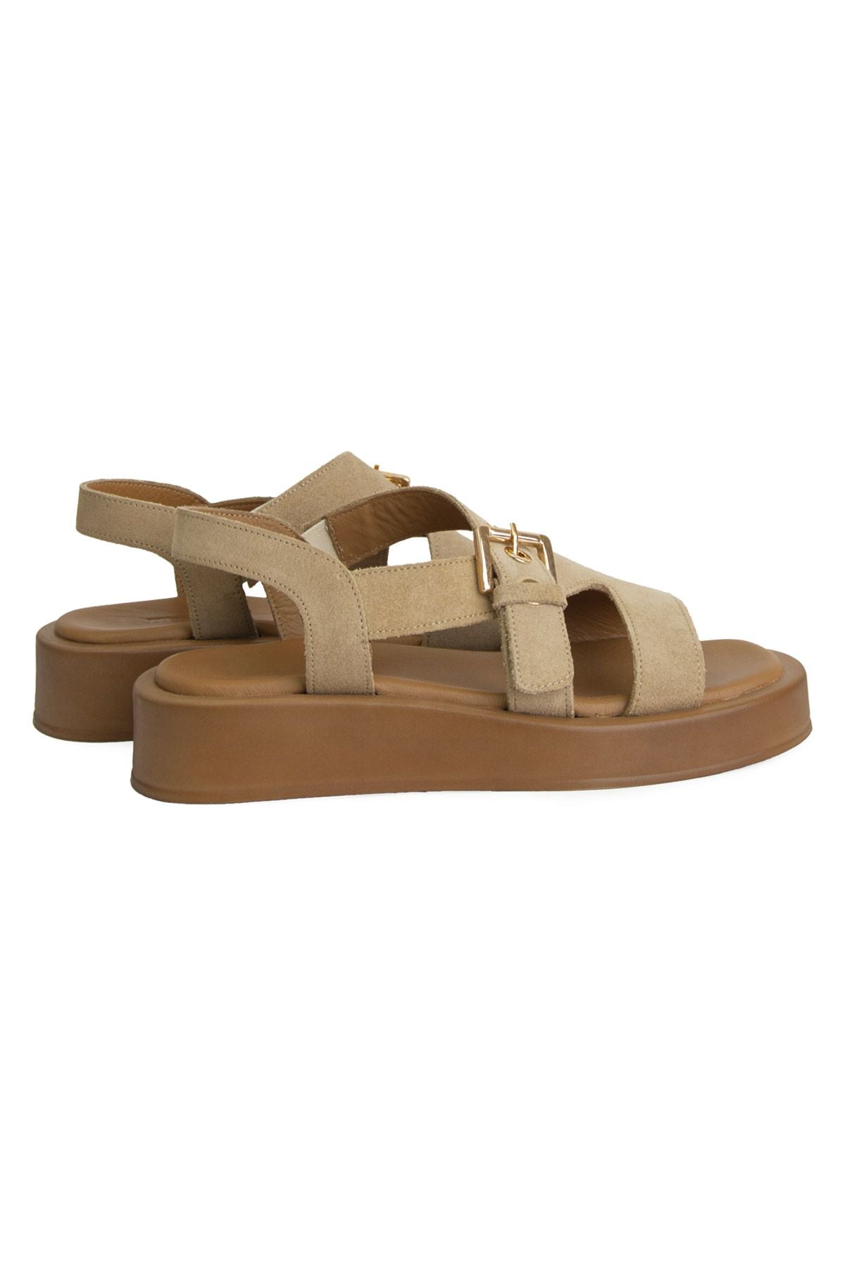 Hakiki Süet Kadın Sandalet DG6092 Kum
