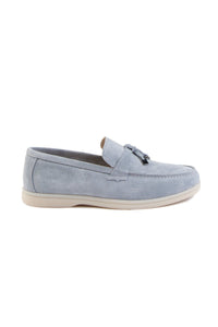 Genuine Suede Women's Buckled Shoe 700911 Light Blue