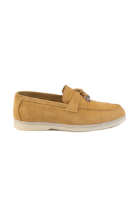 Genuine Suede Women's Buckled Shoe 700911 Camel