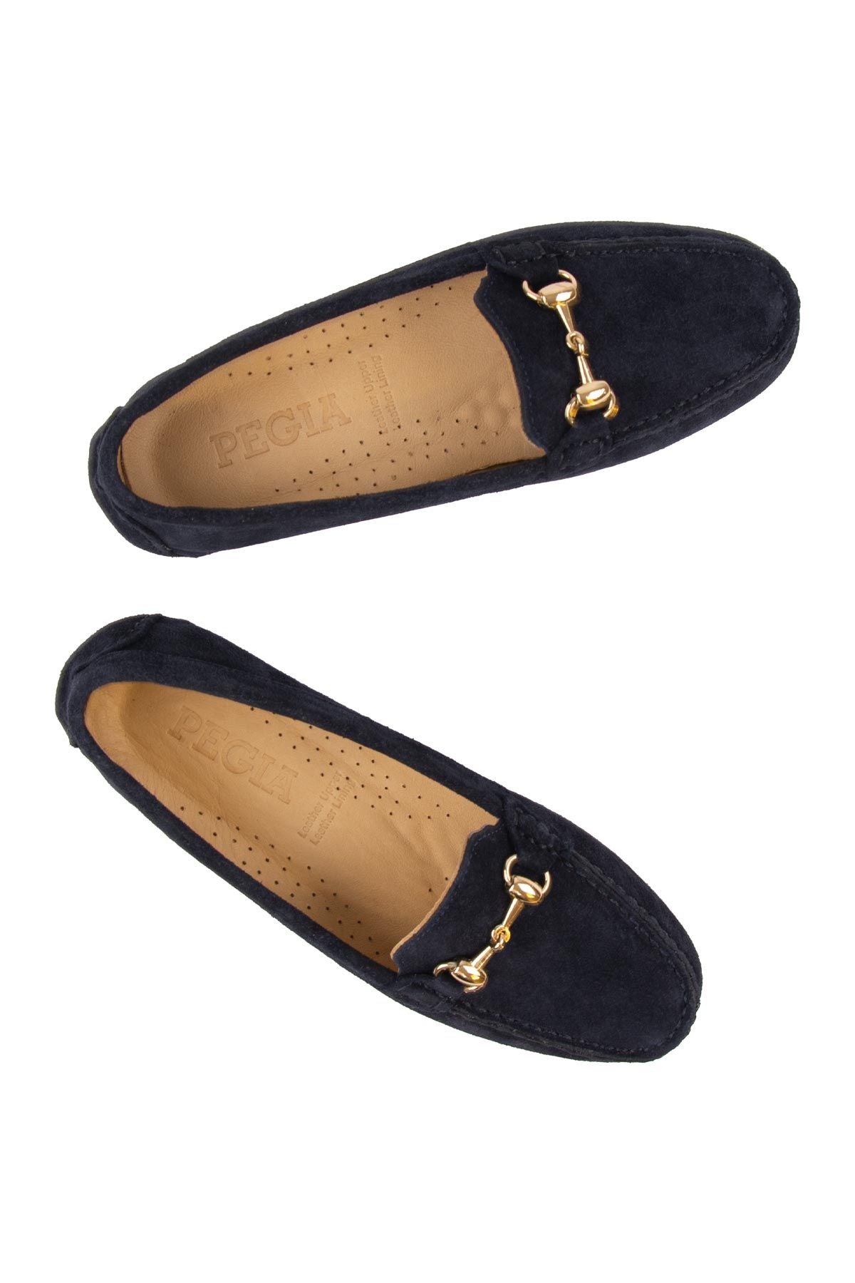 Hakiki Süet Kadın Tokalı Loafer 700914 Lacivert