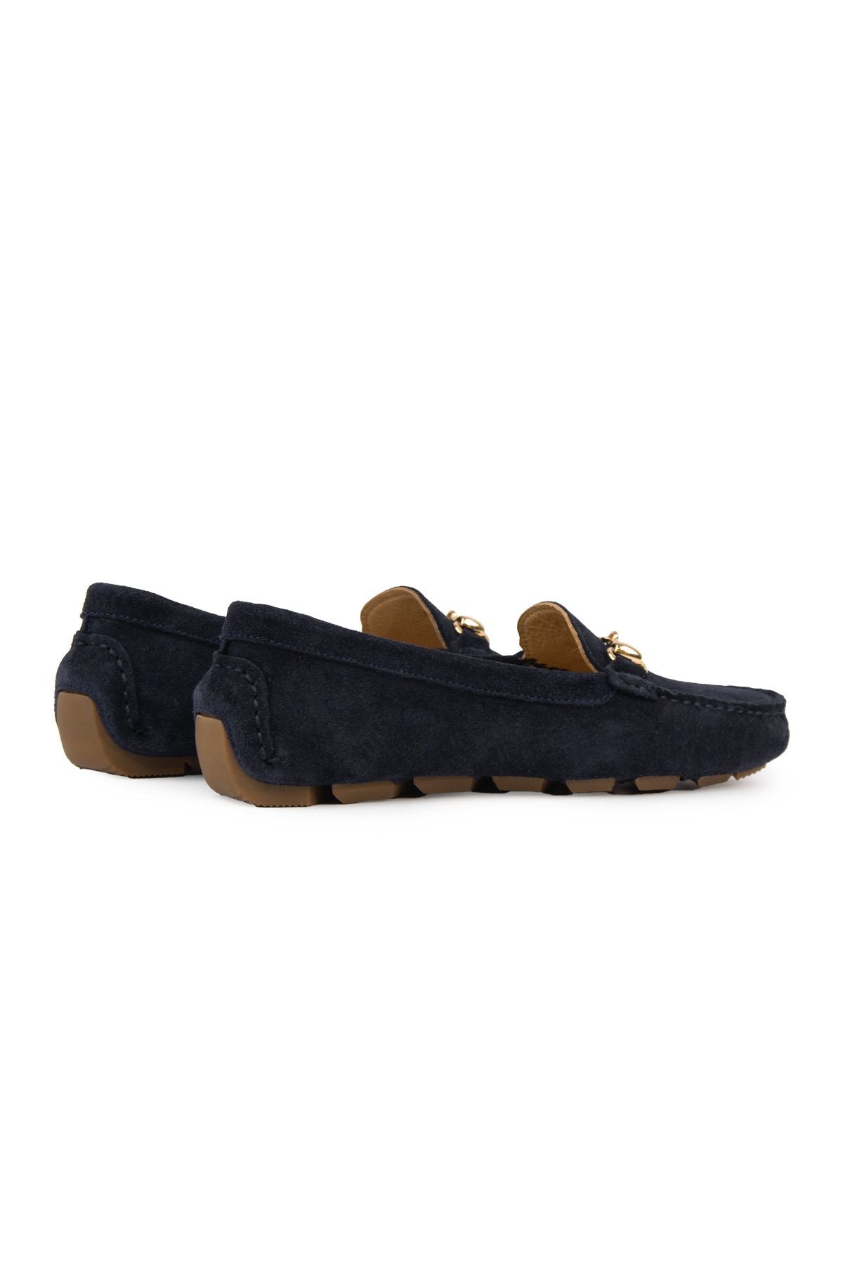 Hakiki Süet Kadın Tokalı Loafer 700914 Lacivert