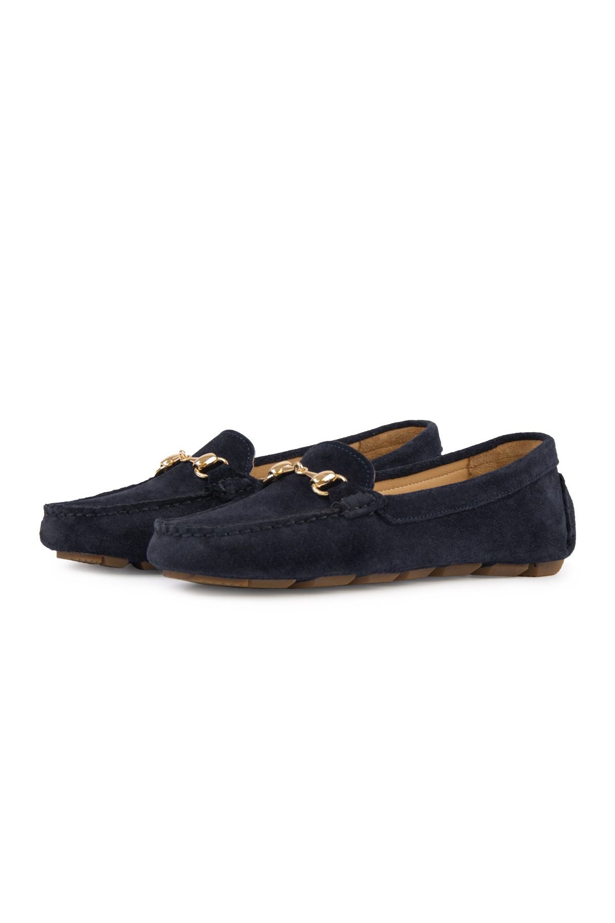 Hakiki Süet Kadın Tokalı Loafer 700914 Lacivert
