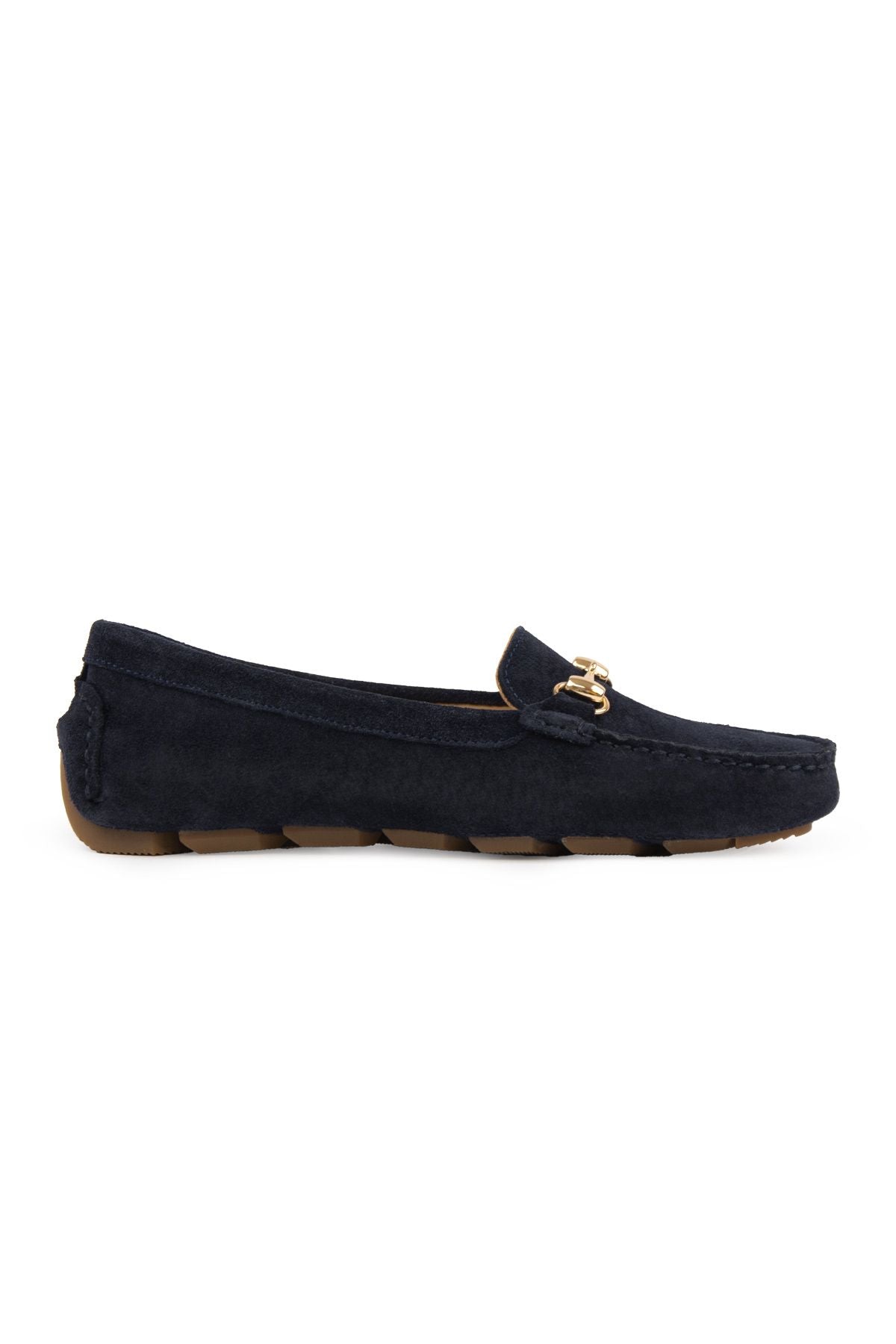 Hakiki Süet Kadın Tokalı Loafer 700914 Lacivert