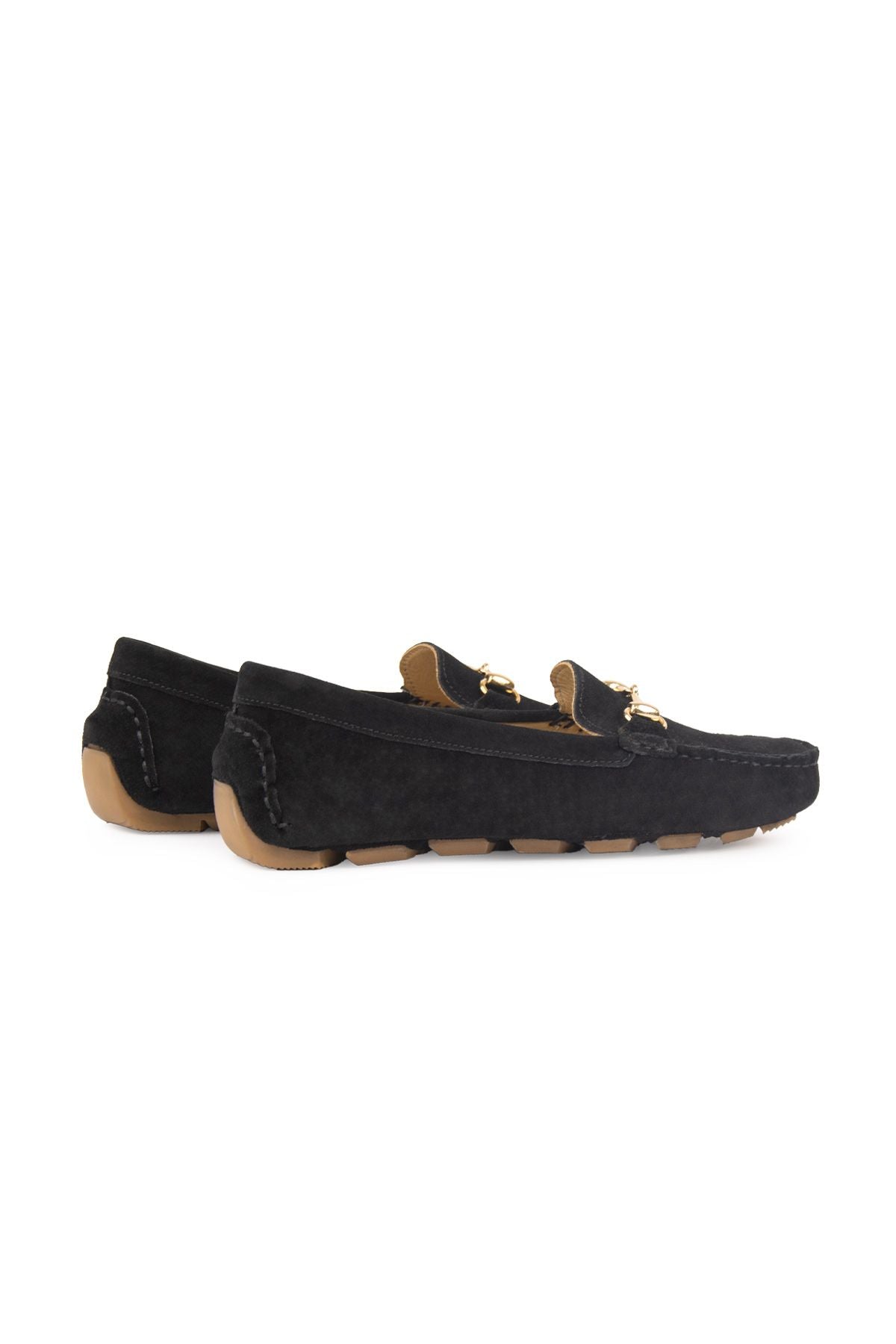 Hakiki Süet Kadın Tokalı Loafer 700914 Siyah