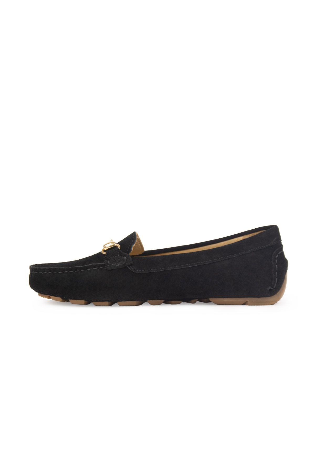 Hakiki Süet Kadın Tokalı Loafer 700914 Siyah
