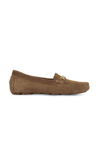 Genuine Suede Women's Buckled Loafers 700914 Sahara