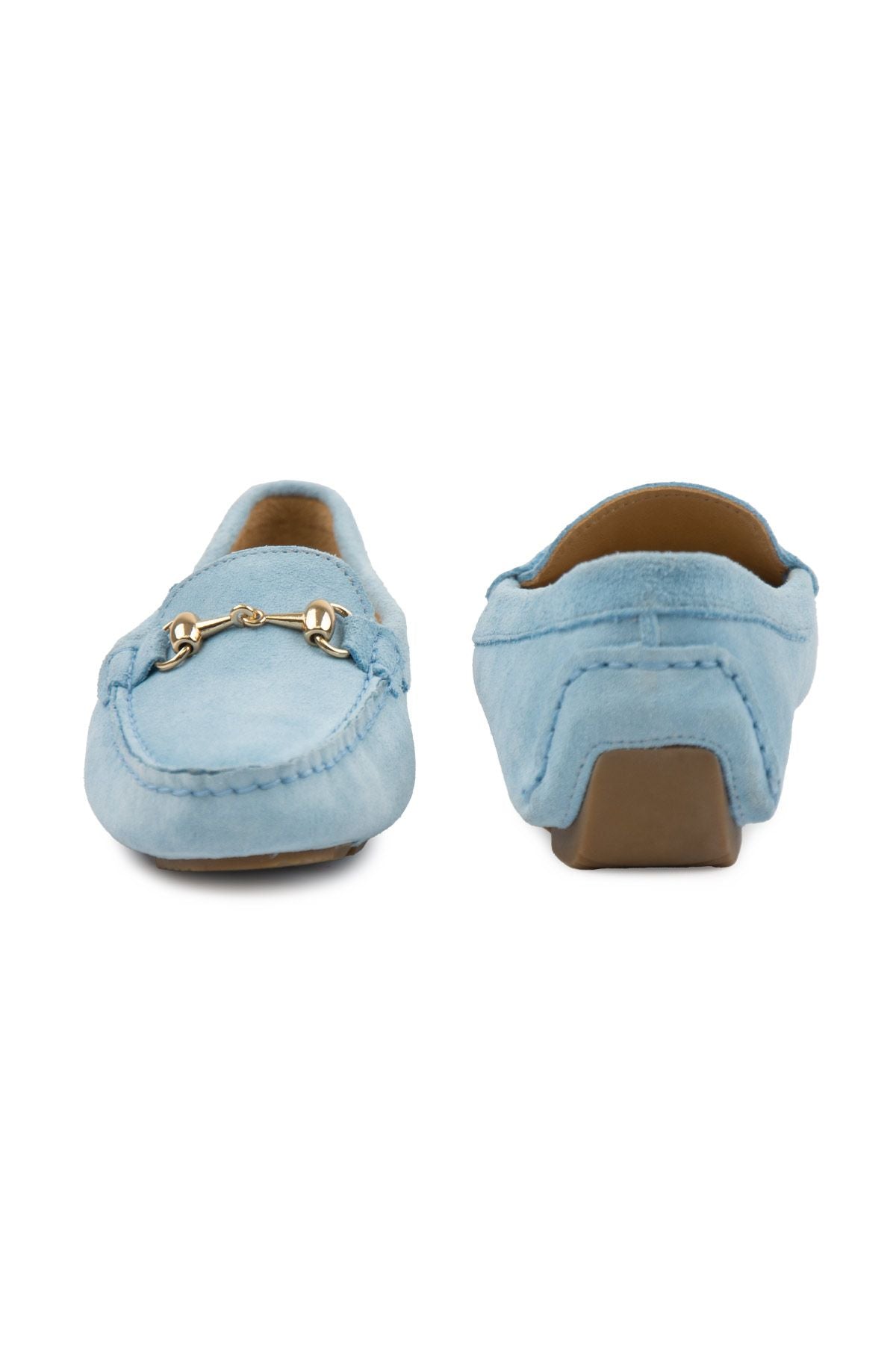 Hakiki Süet Kadın Tokalı Loafer 700914 Mavi