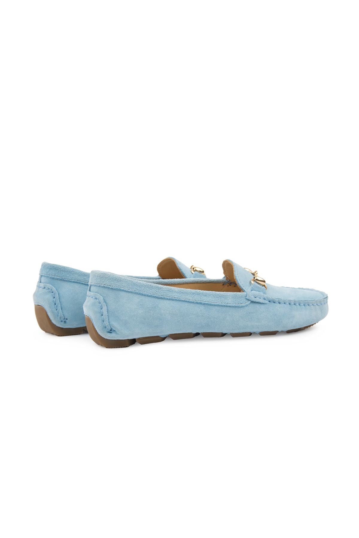 Hakiki Süet Kadın Tokalı Loafer 700914 Mavi