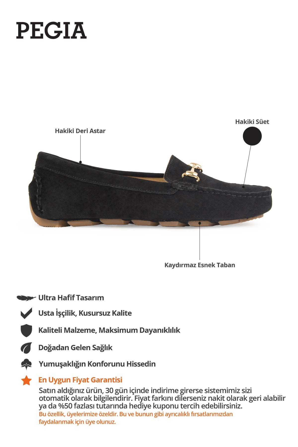 Hakiki Süet Kadın Tokalı Loafer 700914 Siyah