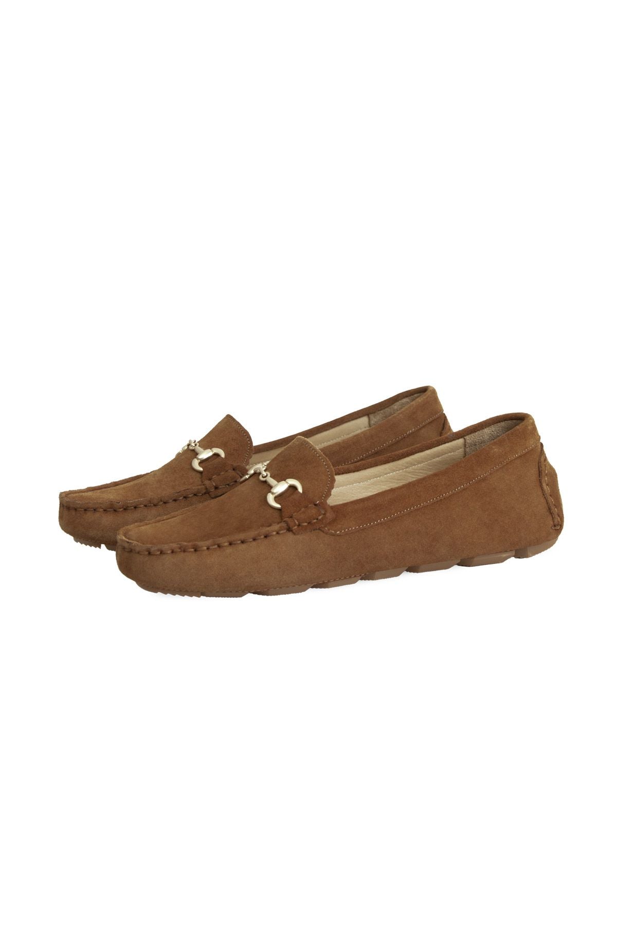 Hakiki Süet Kadın Tokalı Loafer 700914 Taba