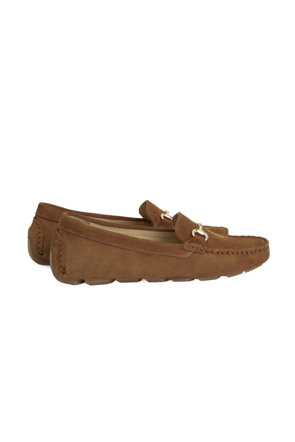 Hakiki Süet Kadın Tokalı Loafer 700914 Taba