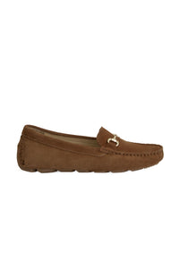 Genuine Suede Women's Buckled Loafers 700914 Tobacco